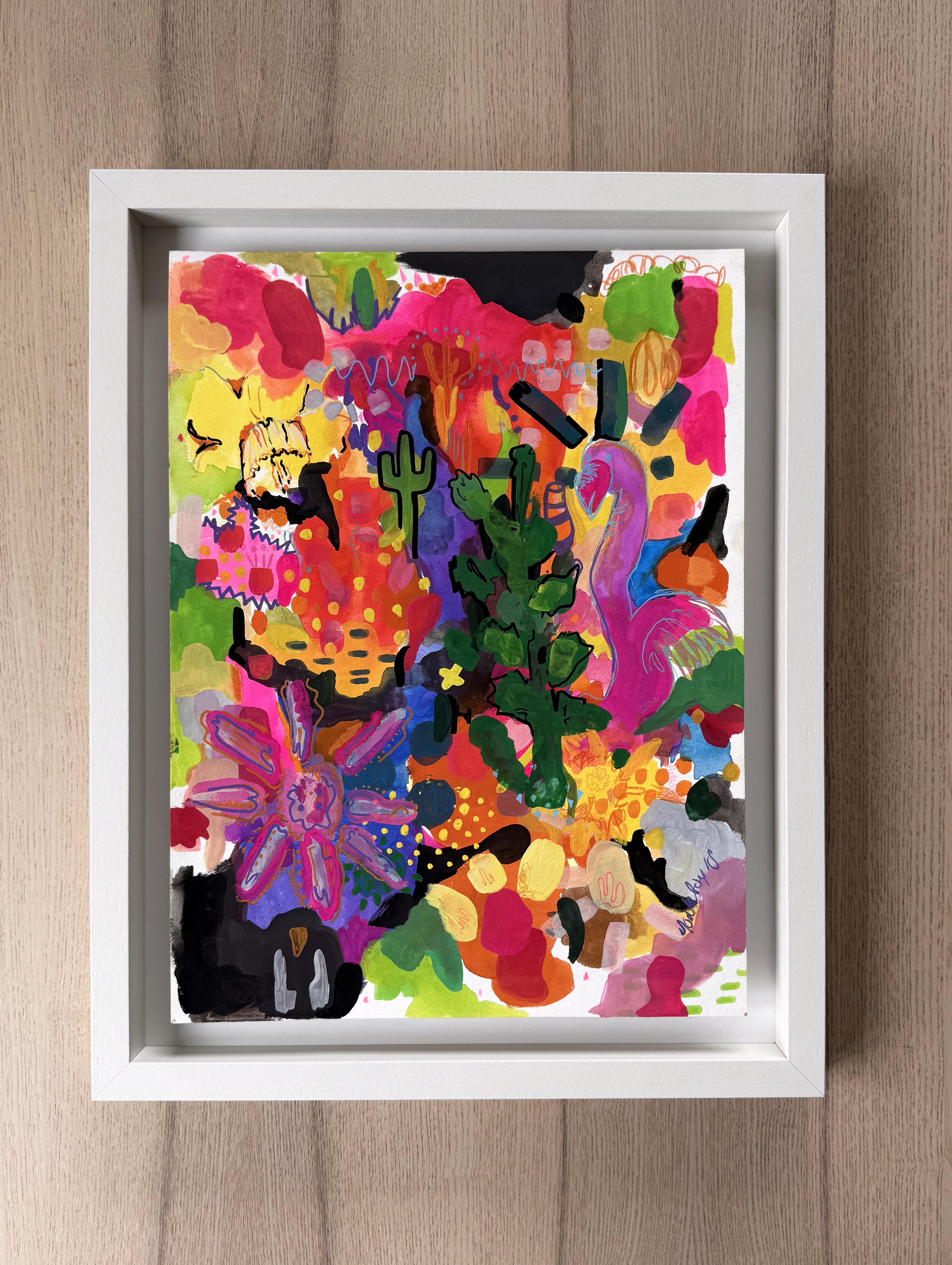 Floating Flamingo Summer - Original Signed Painting